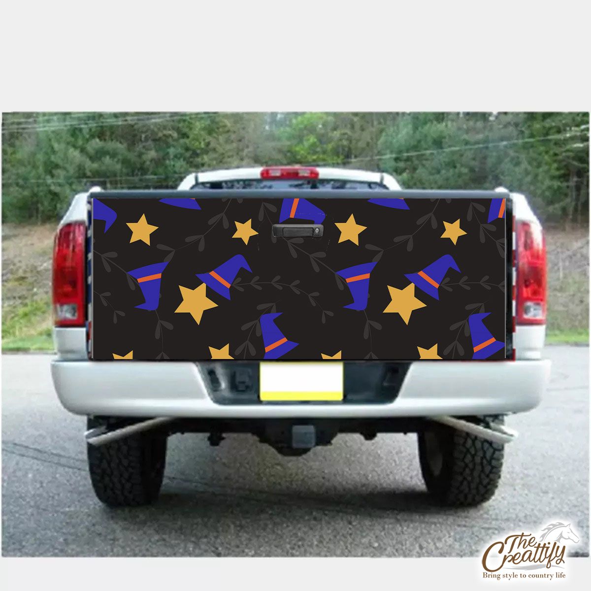 Witch Hat And Yellow Star Halloween Truck Bed Decal