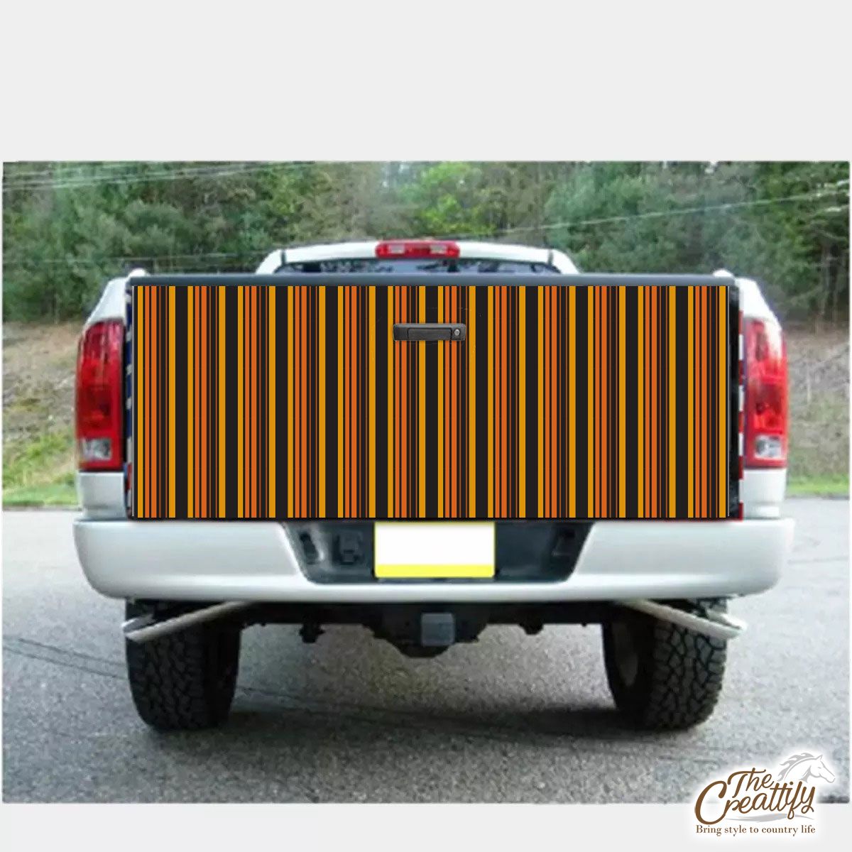 Yellow And Orange Stripes In Halloween Theme Truck Bed Decal