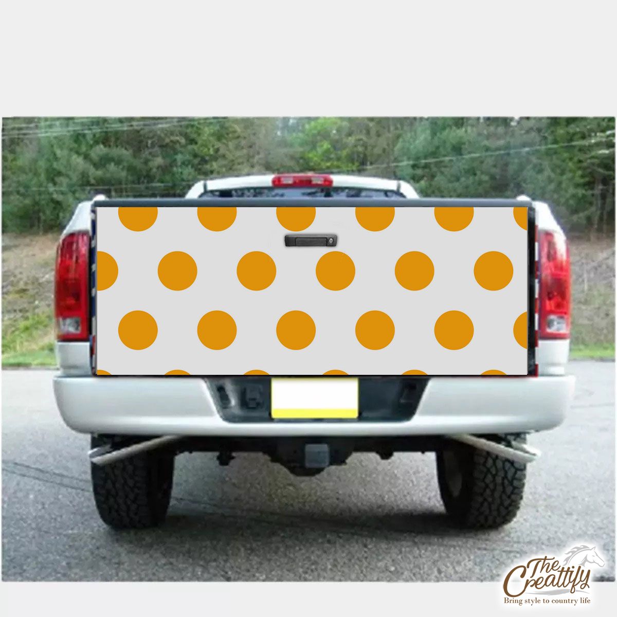 Yellow Dot Pattern On White Background Halloween Truck Bed Decal