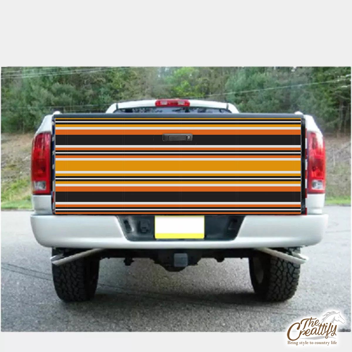 Yellow Stripe Pattern In Halloween Theme Truck Bed Decal