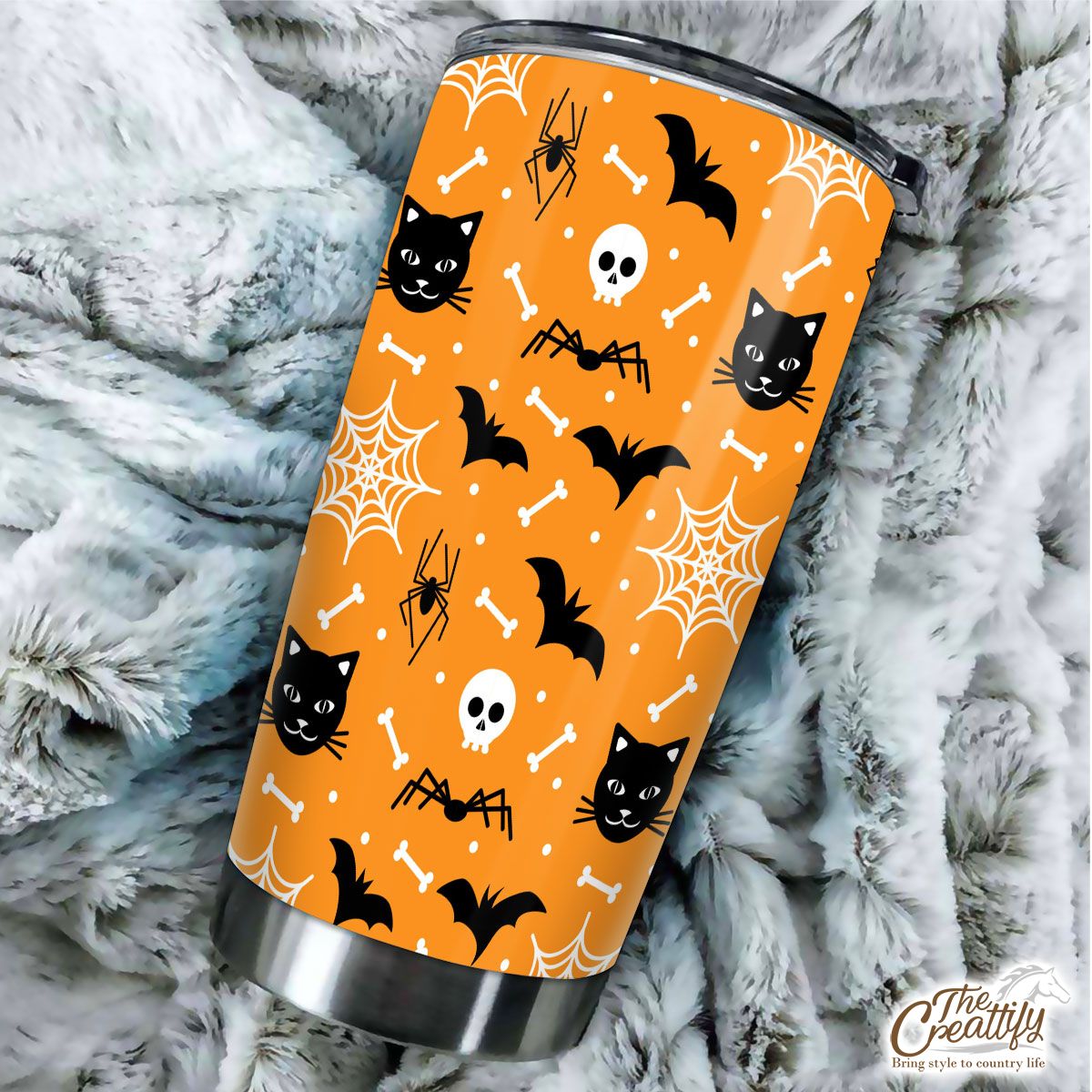 Cute Halloween Ghost  With Cat and Bat Tumbler
