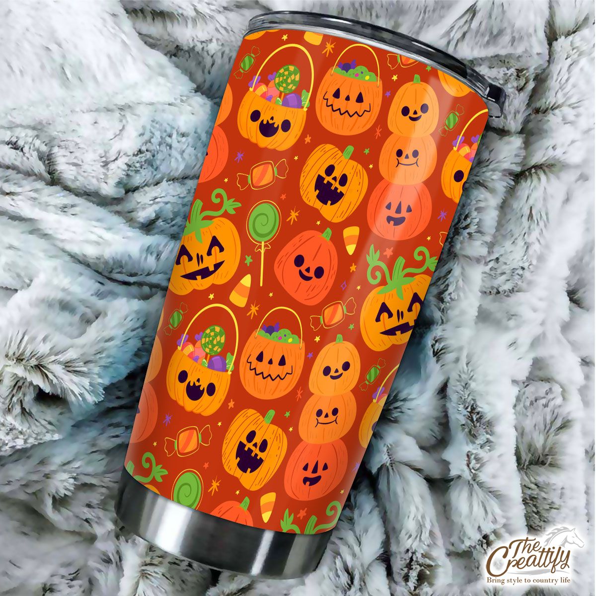 Cute Pumpkin, Jack O Lantern Full of Candy Orange Halloween Tumbler