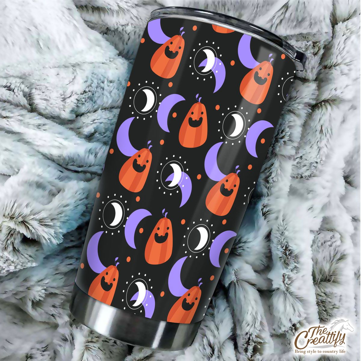 Funny Pumpkin Carving With Crescent Moon Halloween Tumbler