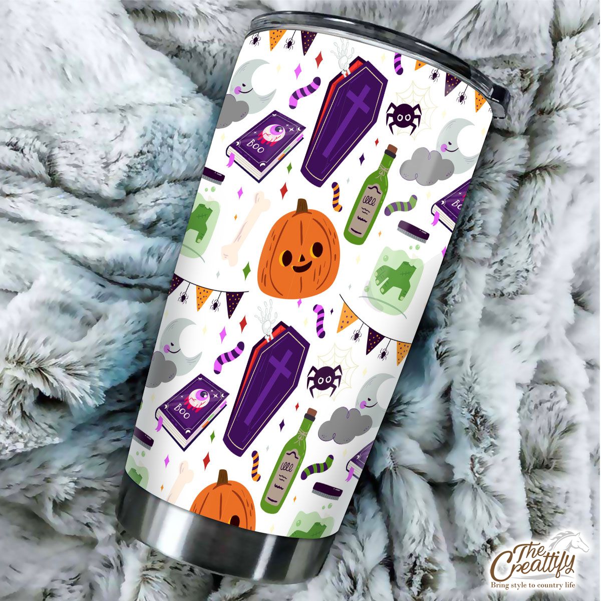 Halloween Horror Nights, Tombstone, Witch Book White Tumbler