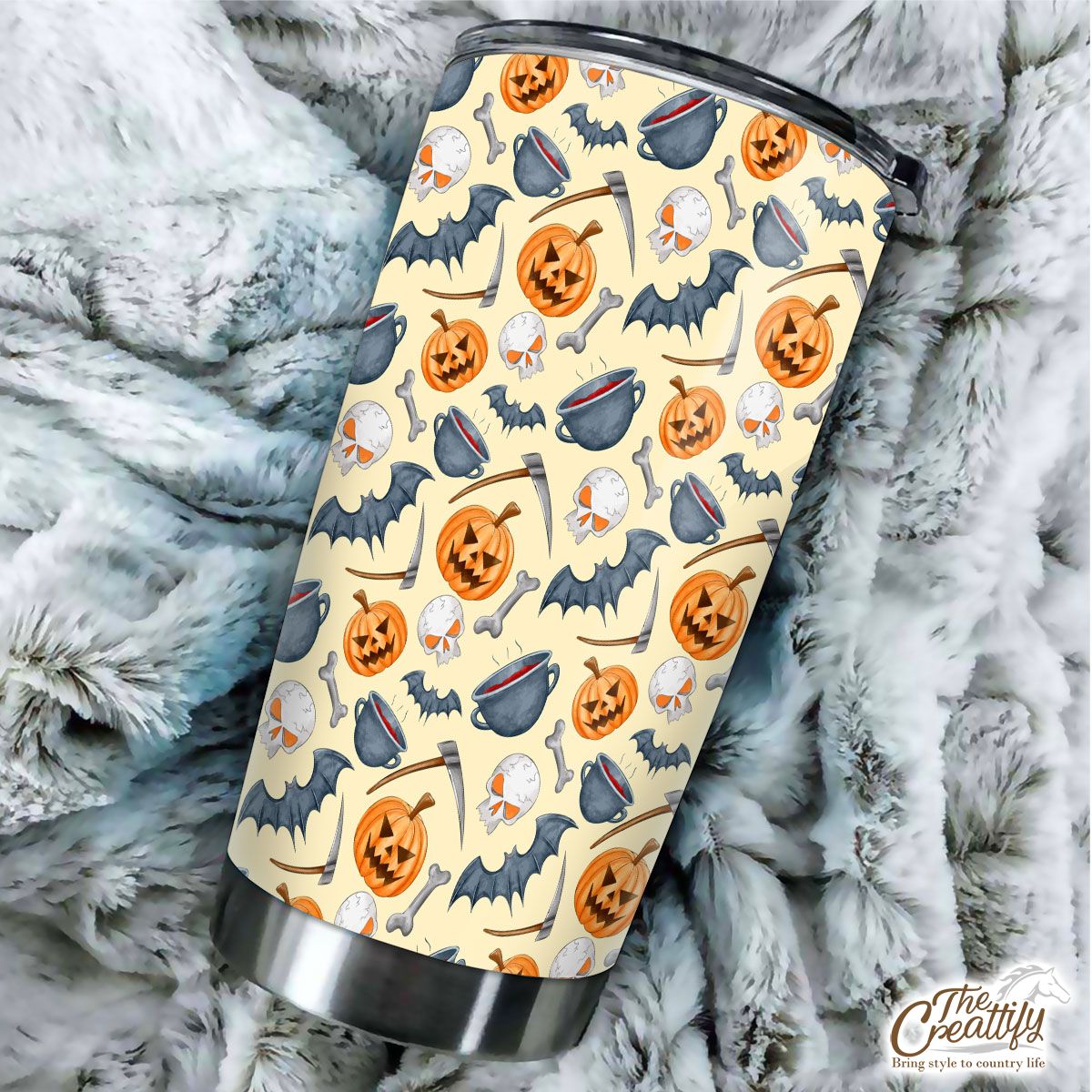 Scary Pumpkin Face On The Spooky Background Halloween Tumbler