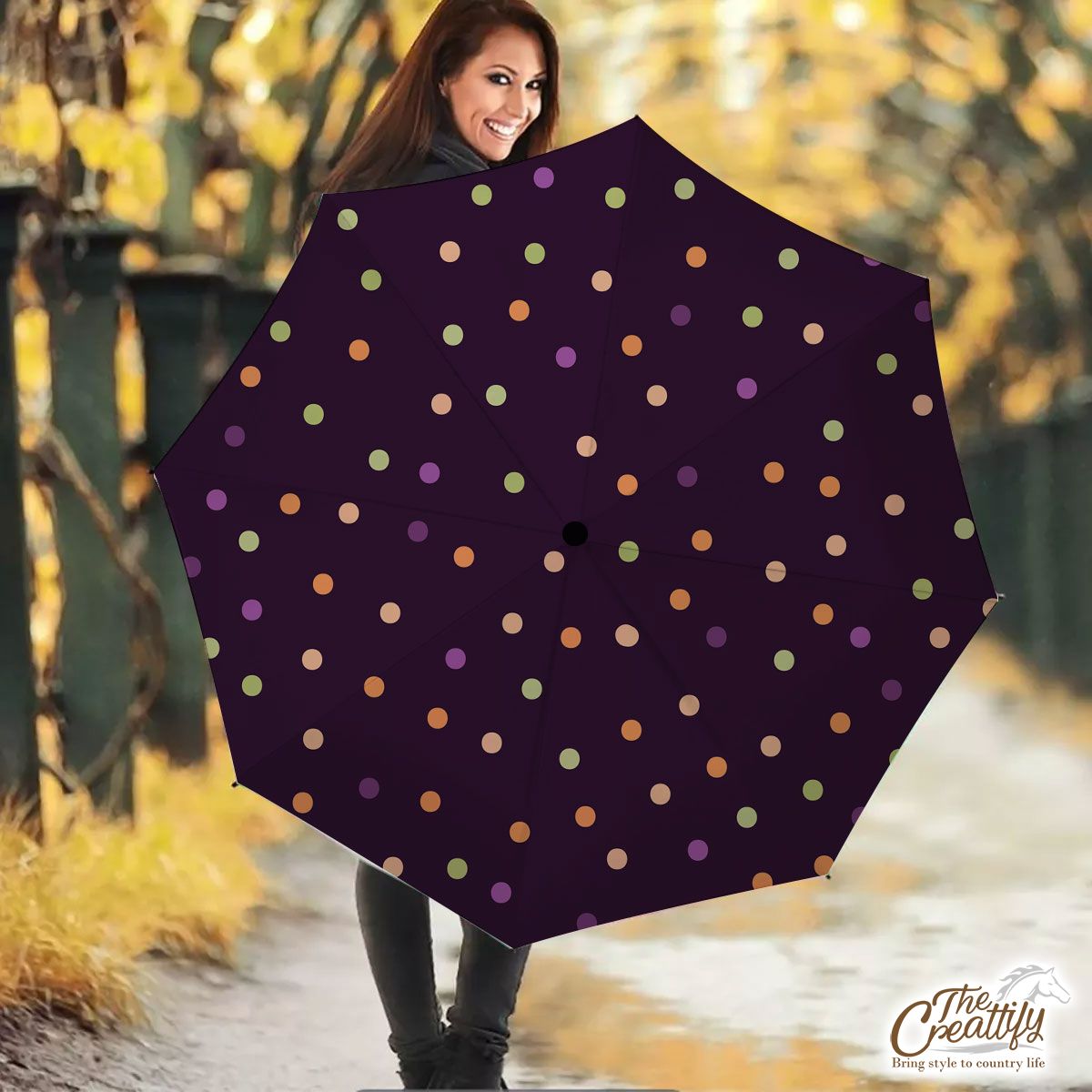 Halloween Full Colors Polka Dot Geometric Umbrella