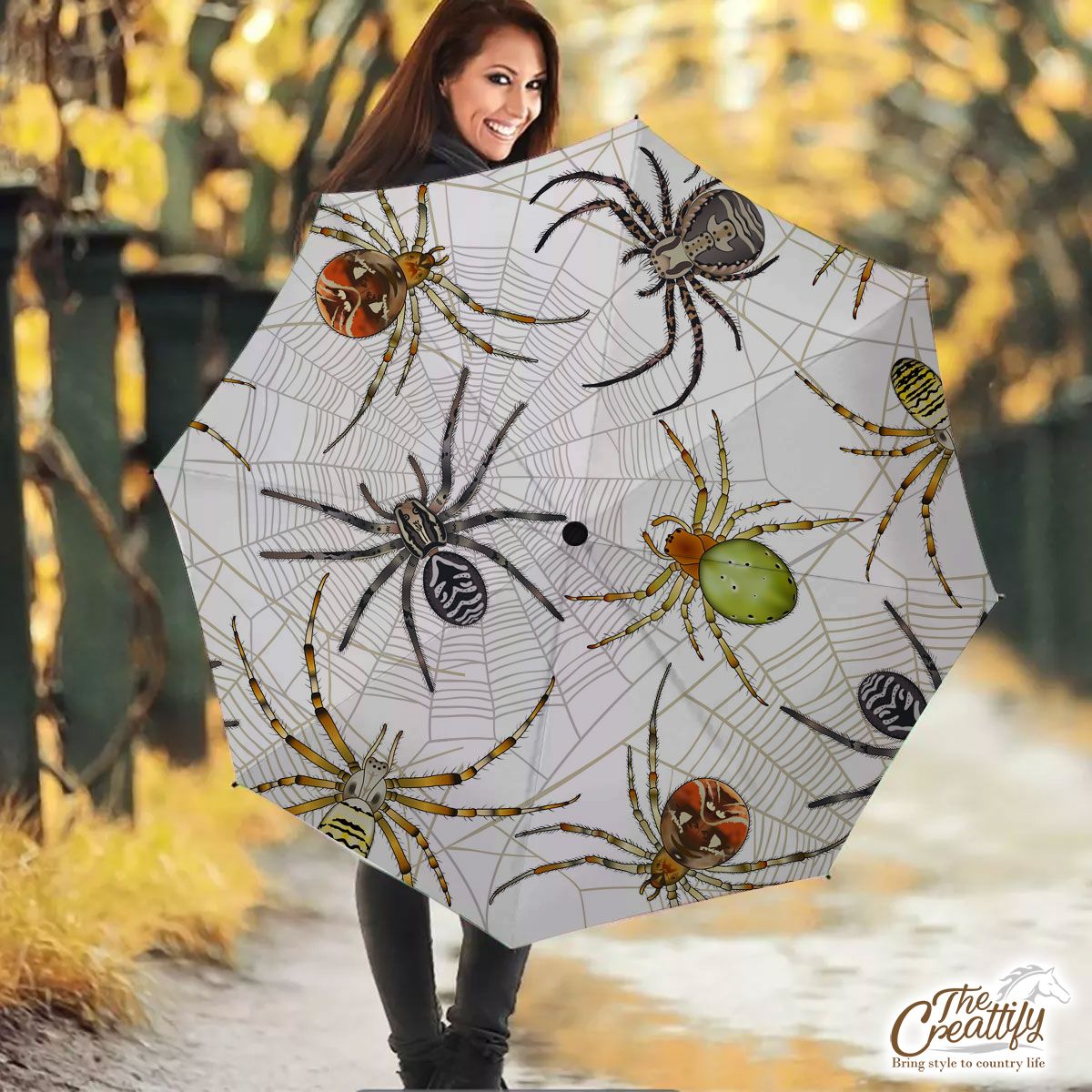 Halloween Giants Spider With Spiderweb Umbrella