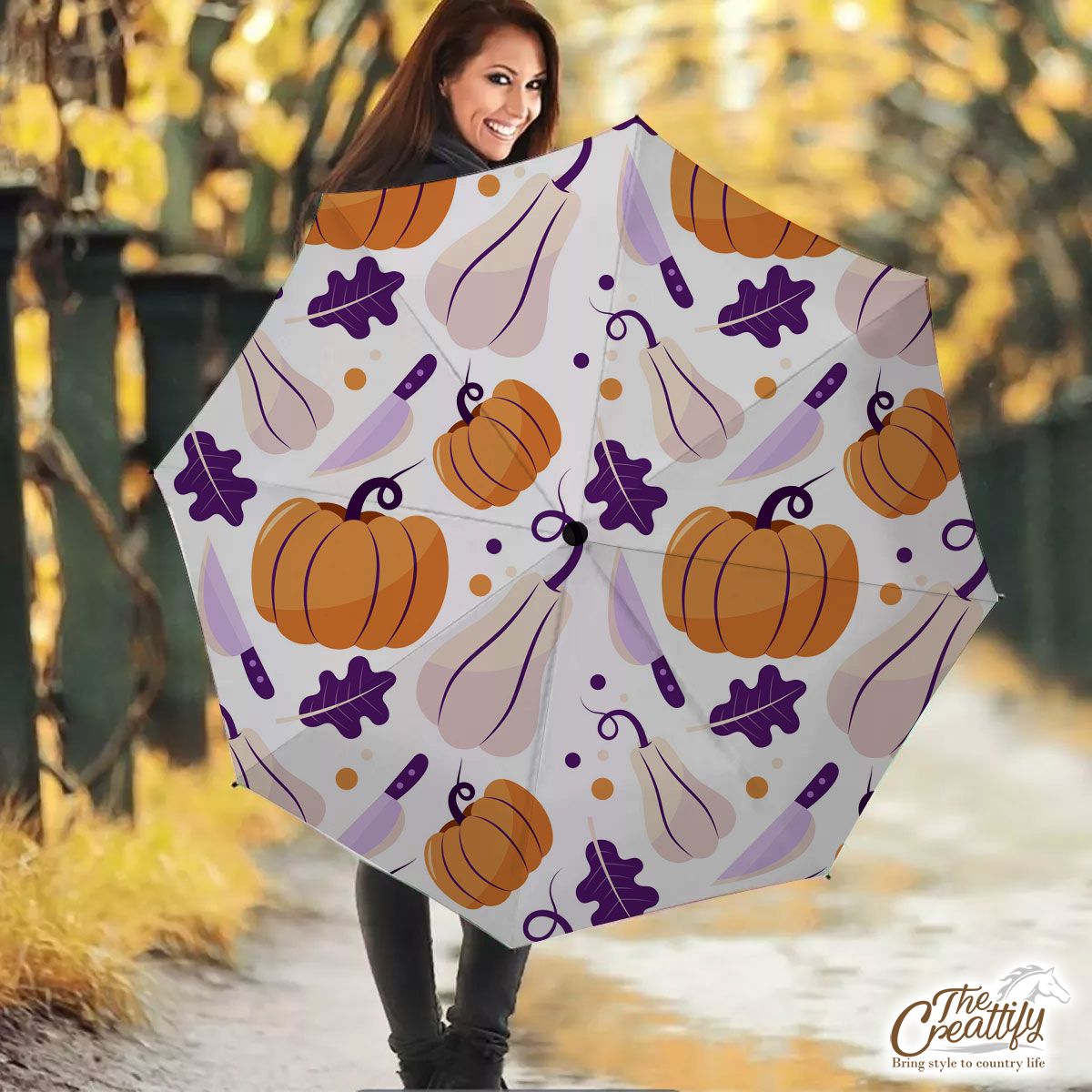 Halloween Scary With Cute Pumpkin, Jack O Lantern White Umbrella