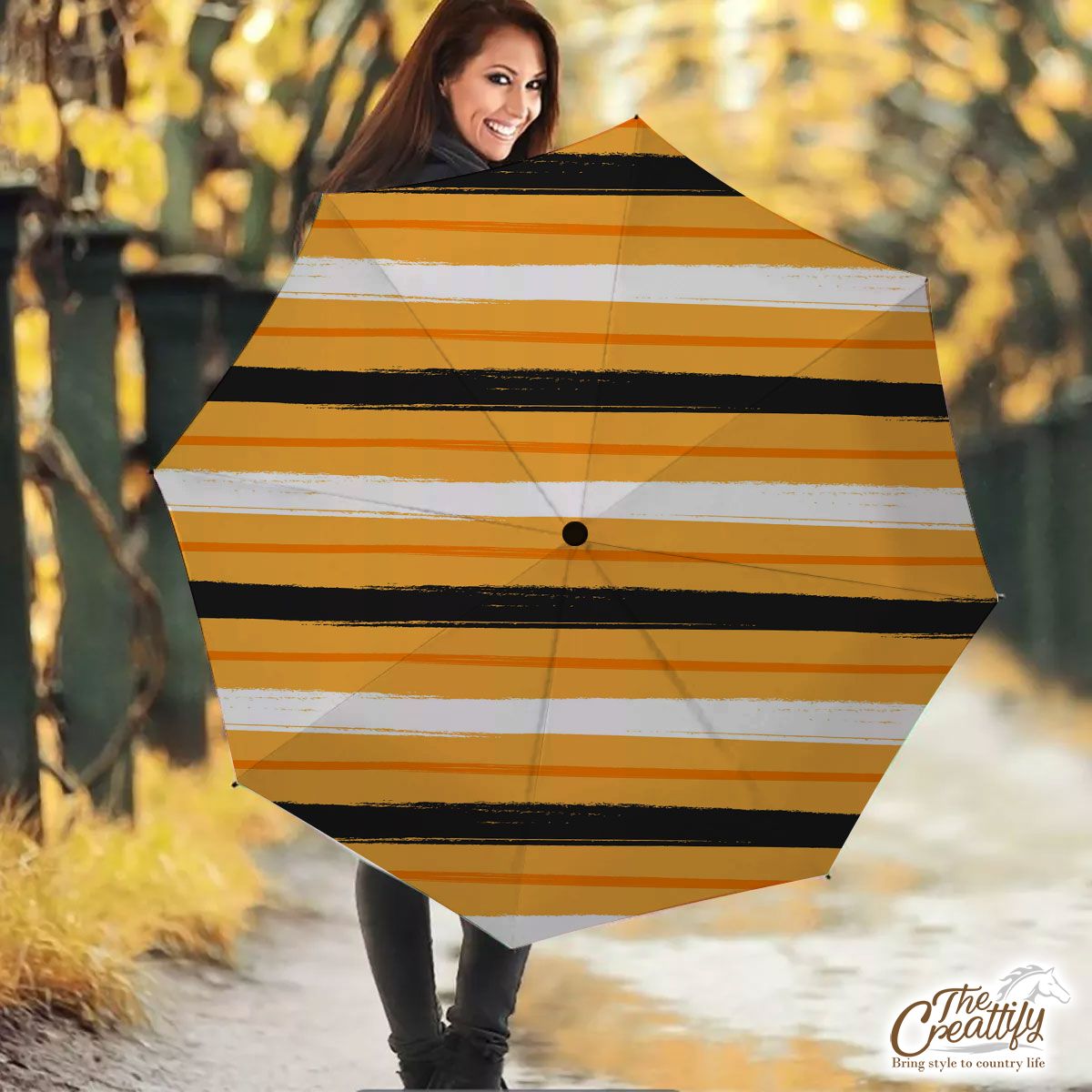 Halloween Yellow Line Pattern Umbrella