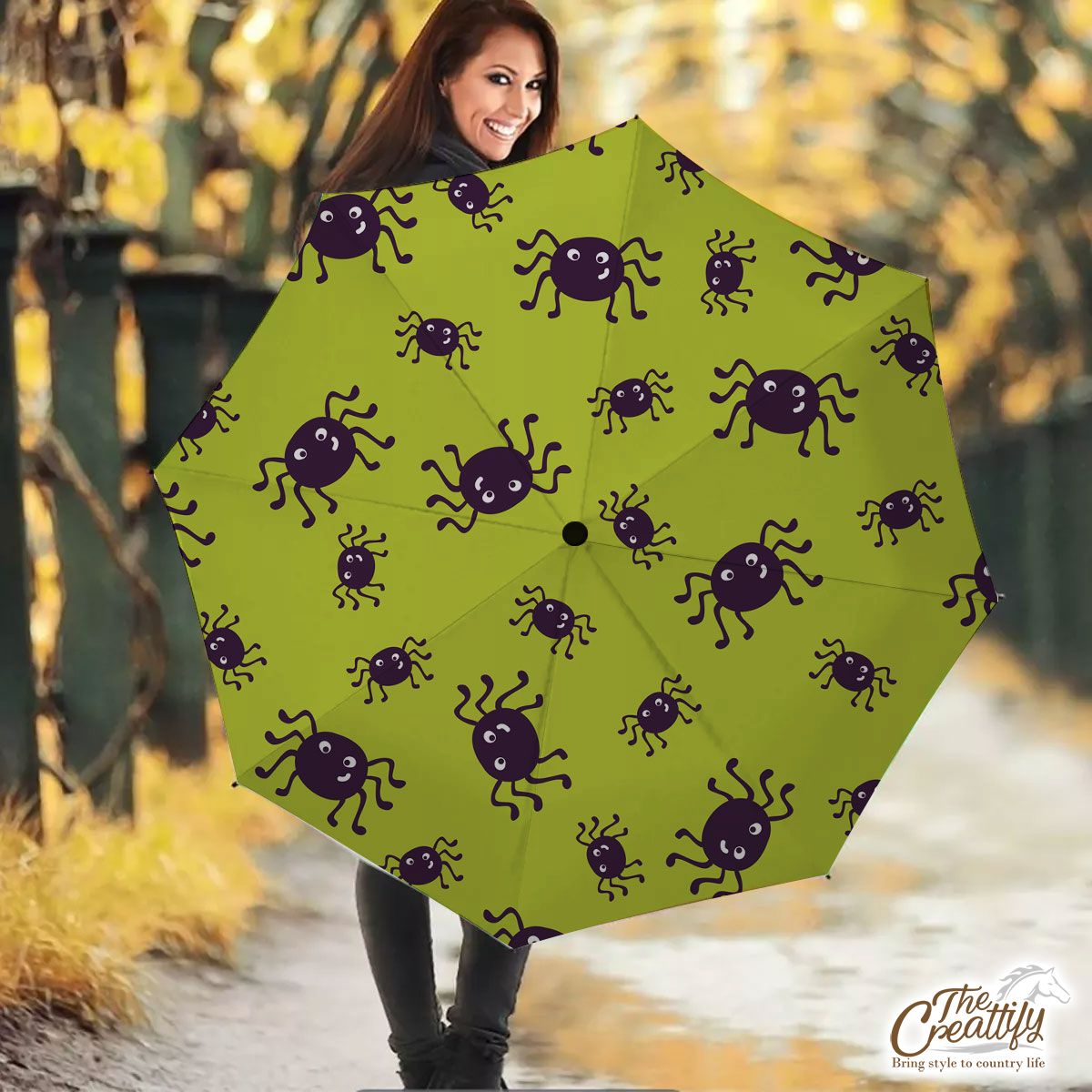 Scary Halloween Spider Seamless Pattern Umbrella
