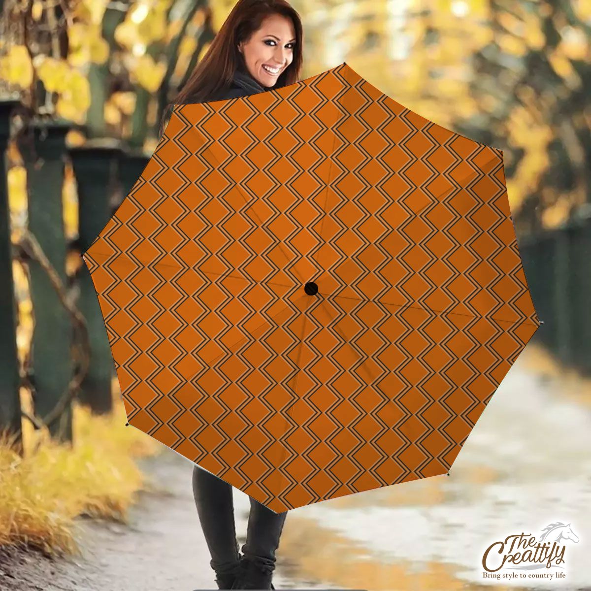 Zig Zag Stripe On Halloween Background Umbrella