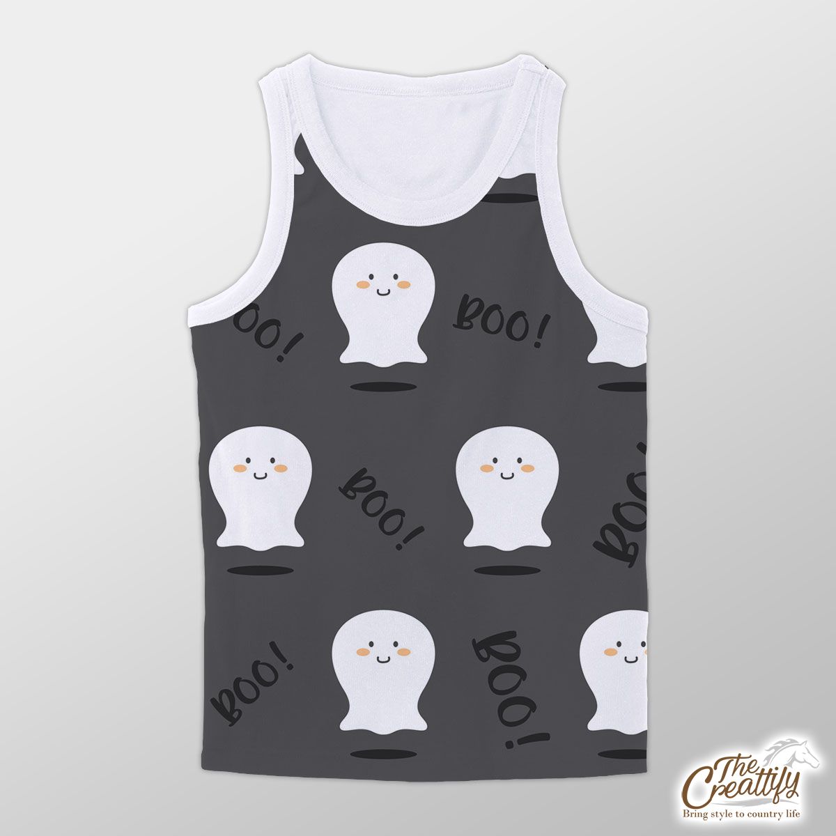 Cute and Funny White Boo Ghost Halloween Unisex Tank Top