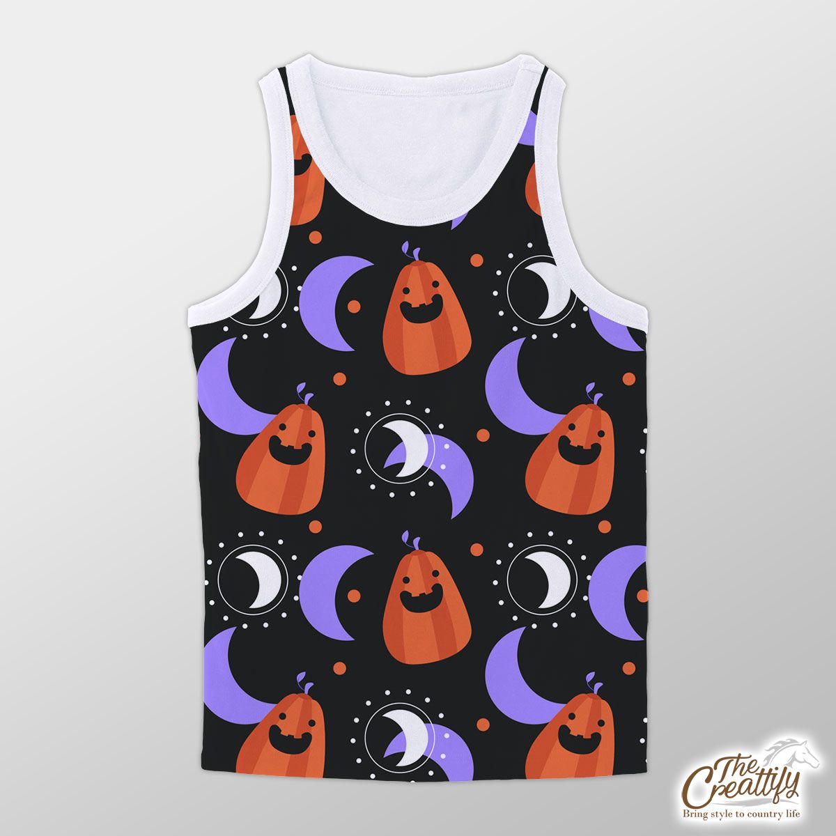 Funny Pumpkin Carving With Crescent Moon Halloween Unisex Tank Top