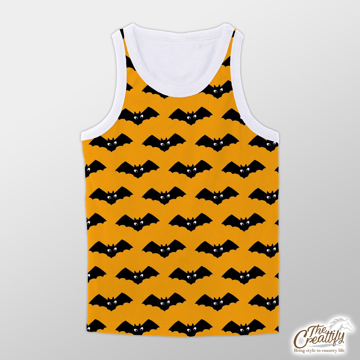 Halloween Bats On Orange Background Unisex Tank Top