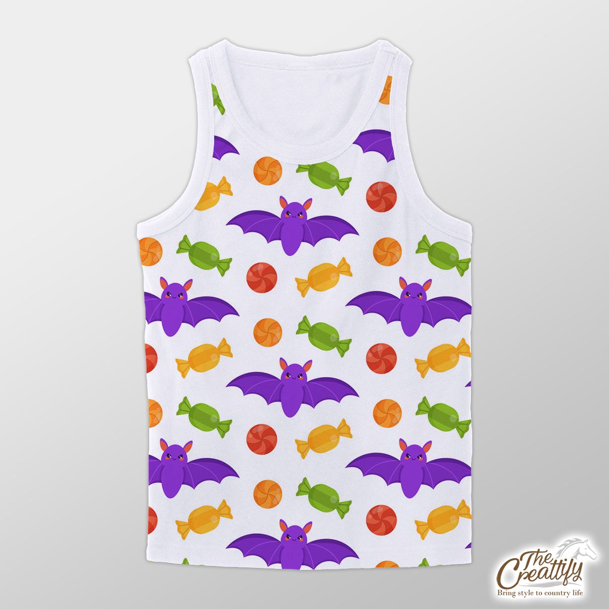 Halloween Cand and Bats Unisex Tank Top