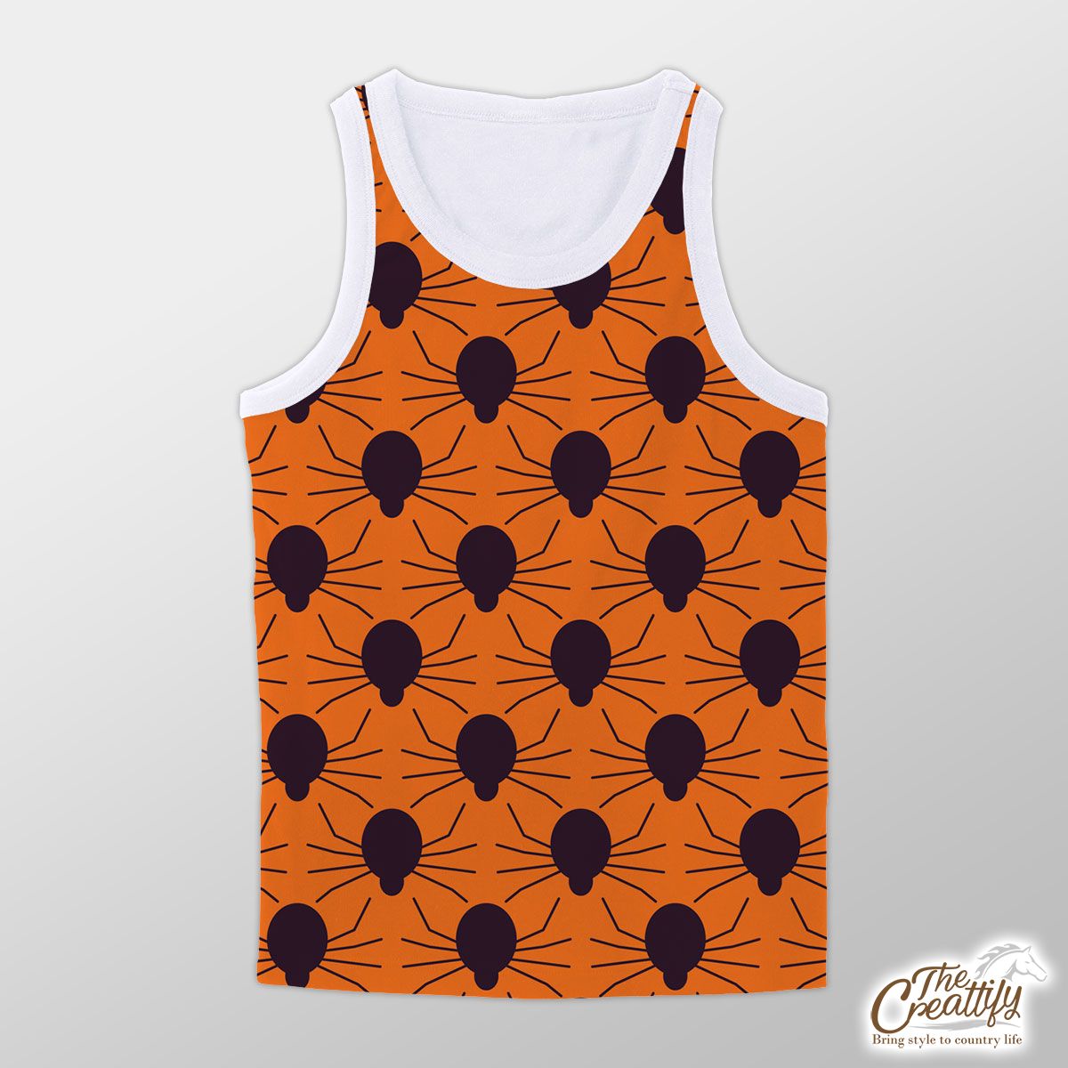 Halloween Orange Color Seamless Spider Unisex Tank Top