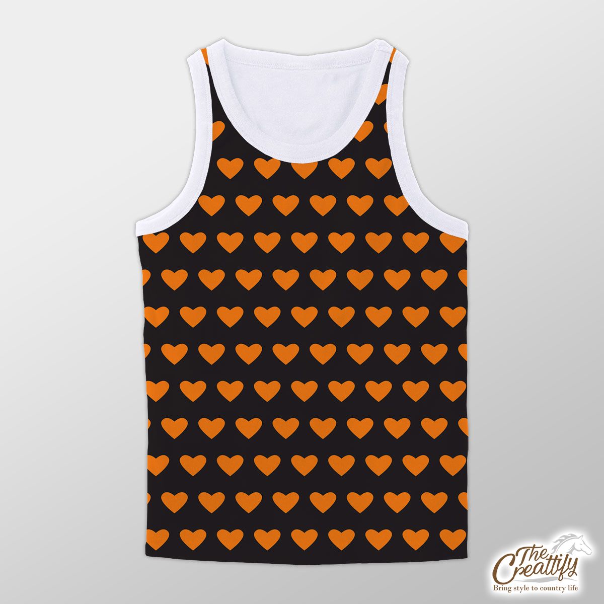 Halloween Orange Heart Seamless Pattern Unisex Tank Top