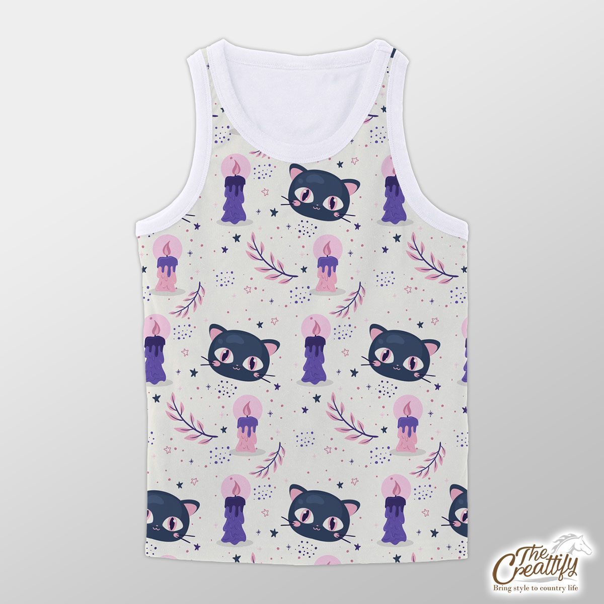 Happy Halloween With Black Cat On The Light Background Unisex Tank Top