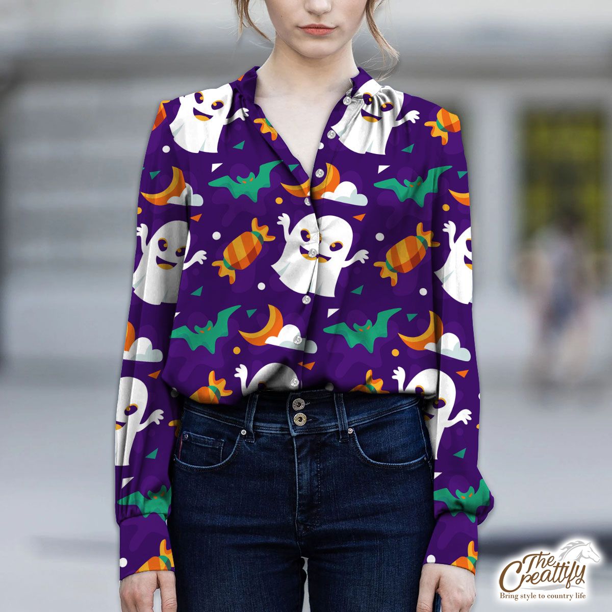 Best Halloween Boo Ghost Candy V-Neckline Blouses