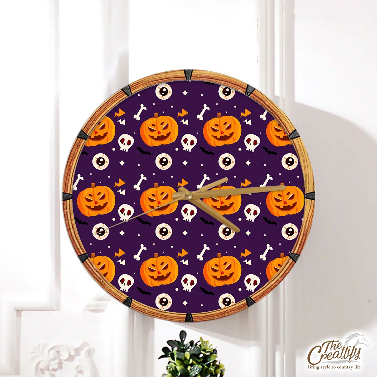 Best Halloween Pumpkin Face, Jack O Lantern, Horror Bats Wall Clock