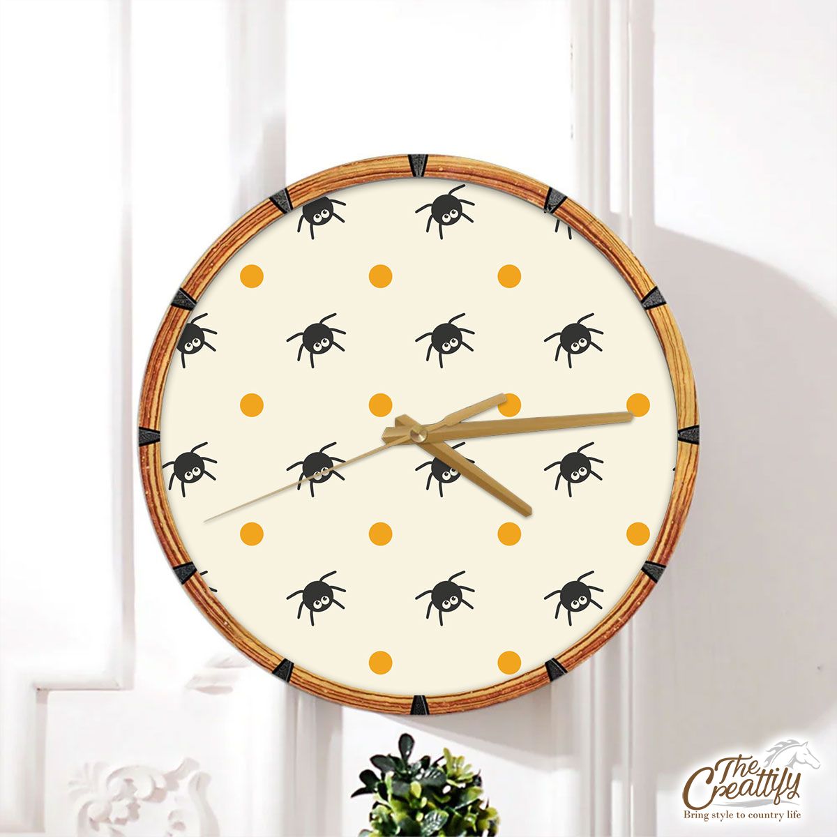 Cute Black Spider Halloween Wall Clock