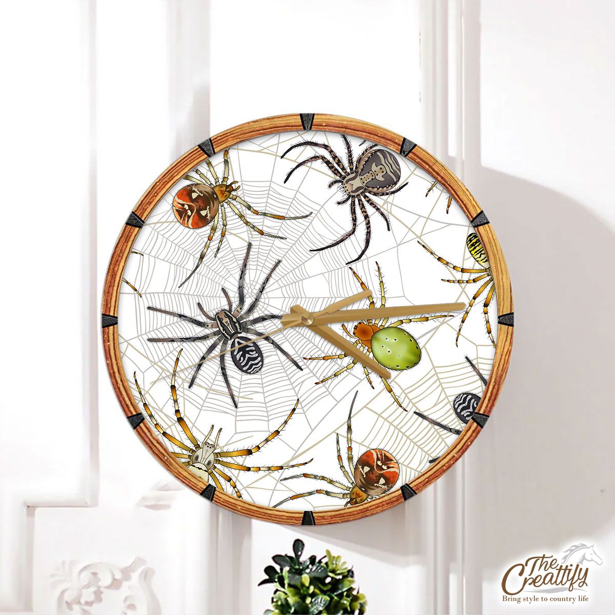 Halloween Giants Spider With Spiderweb Wall Clock