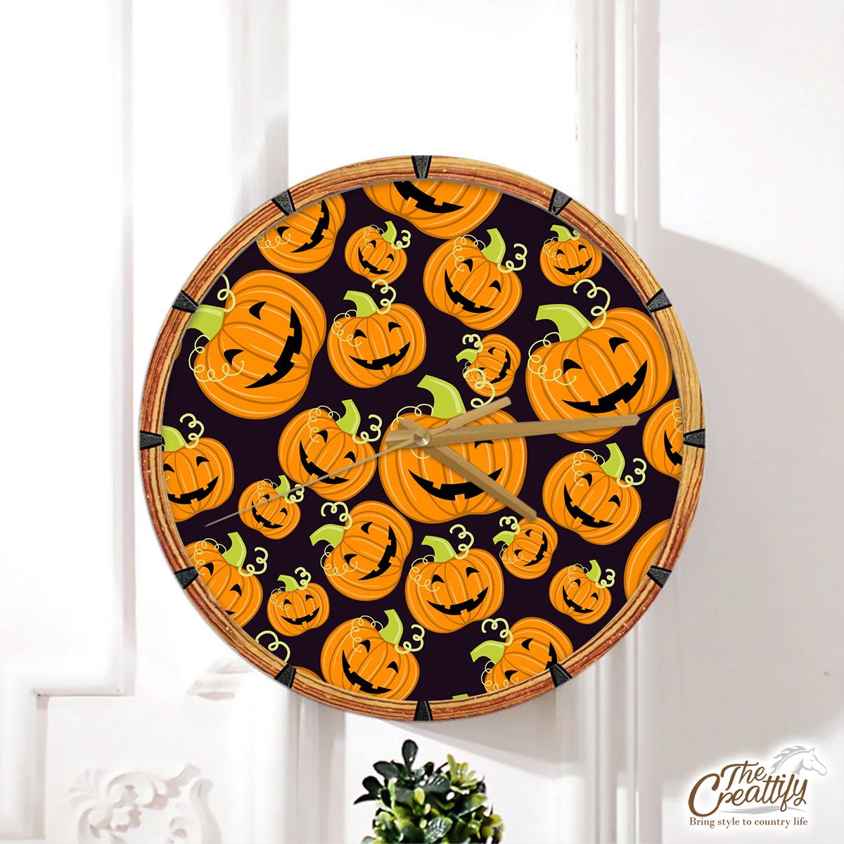 Halloween Pumpkin Scary Jack O Lantern Wall Clock