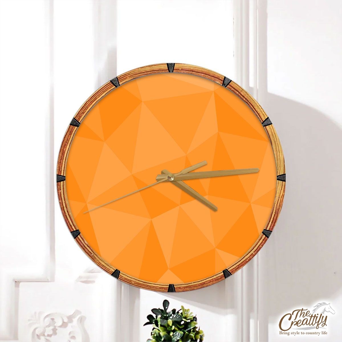 Halloween Yellow Diamond Pattern Wall Clock