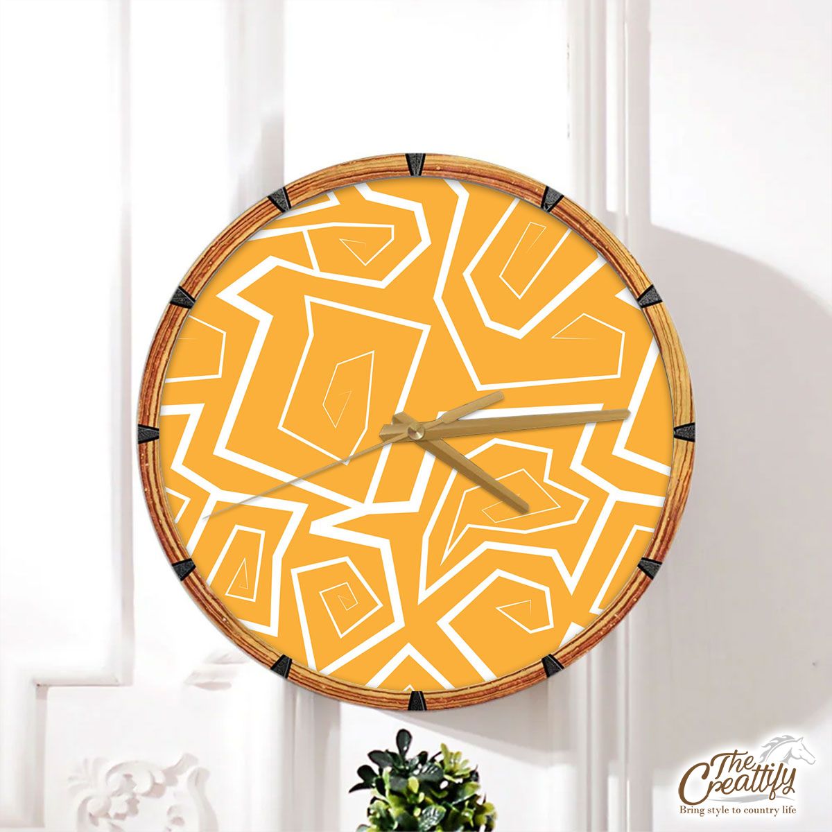Halloween Yellow Pattern Wall Clock