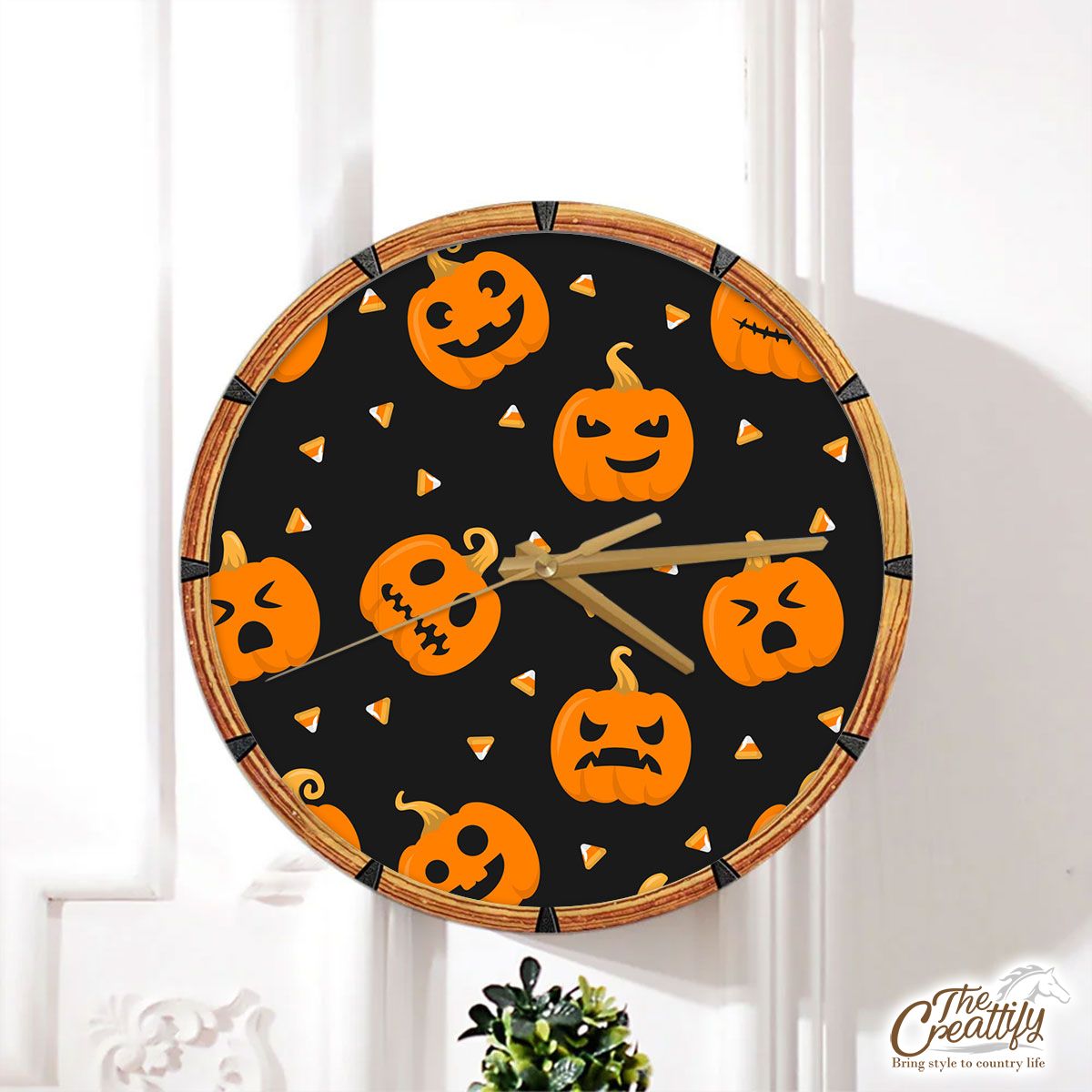 Pumpkin Halloween Scary Jack O Lantern Medium Wall Clock