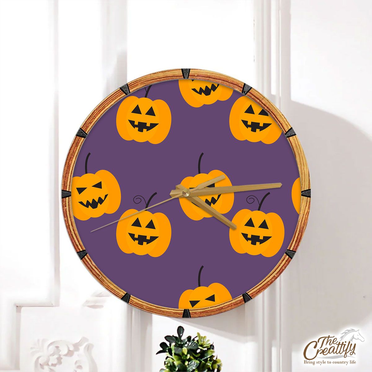 Pumpkin Halloween Scary Jack O Lantern Wall Clock