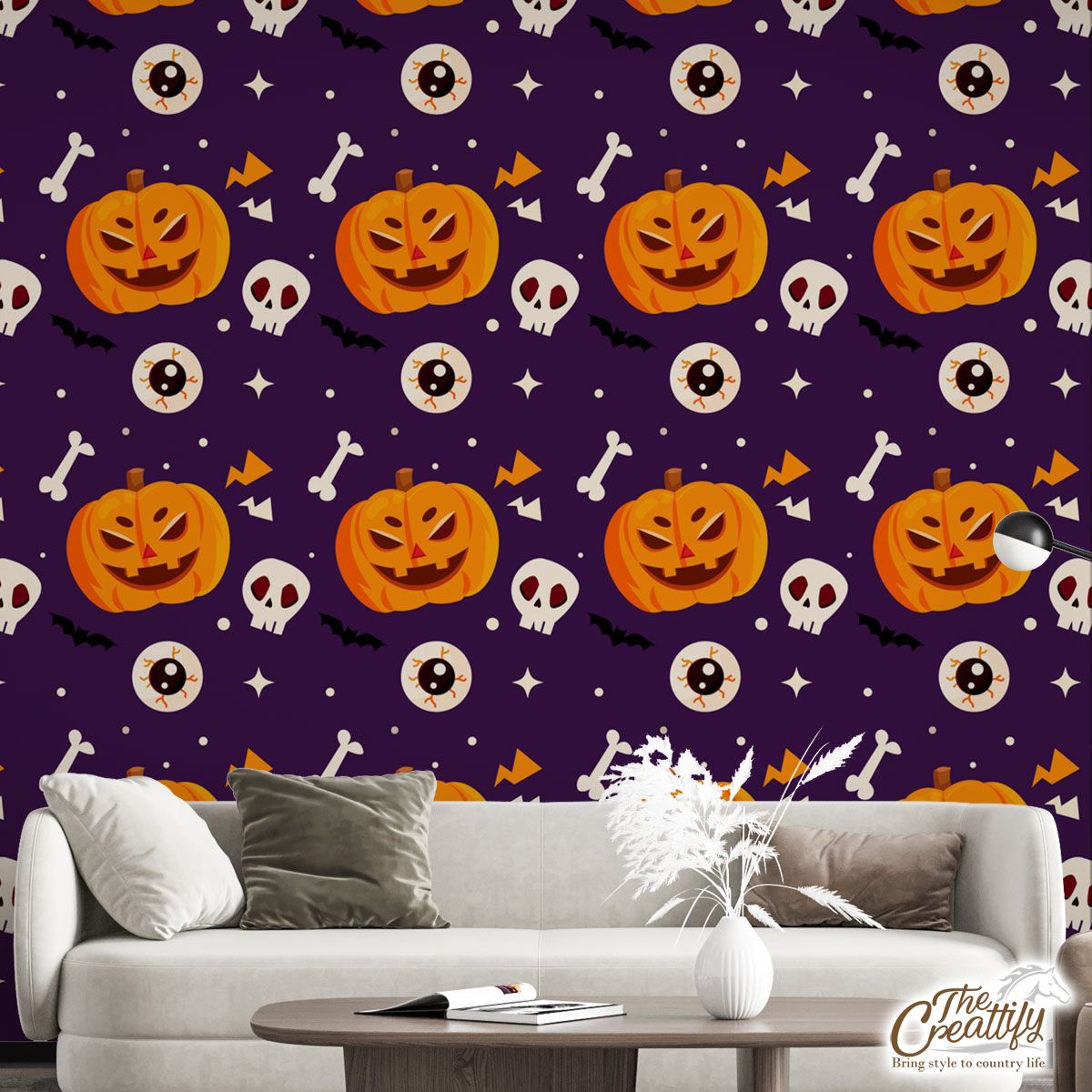 Best Halloween Pumpkin Face, Jack O Lantern, Horror Bats Wall Mural