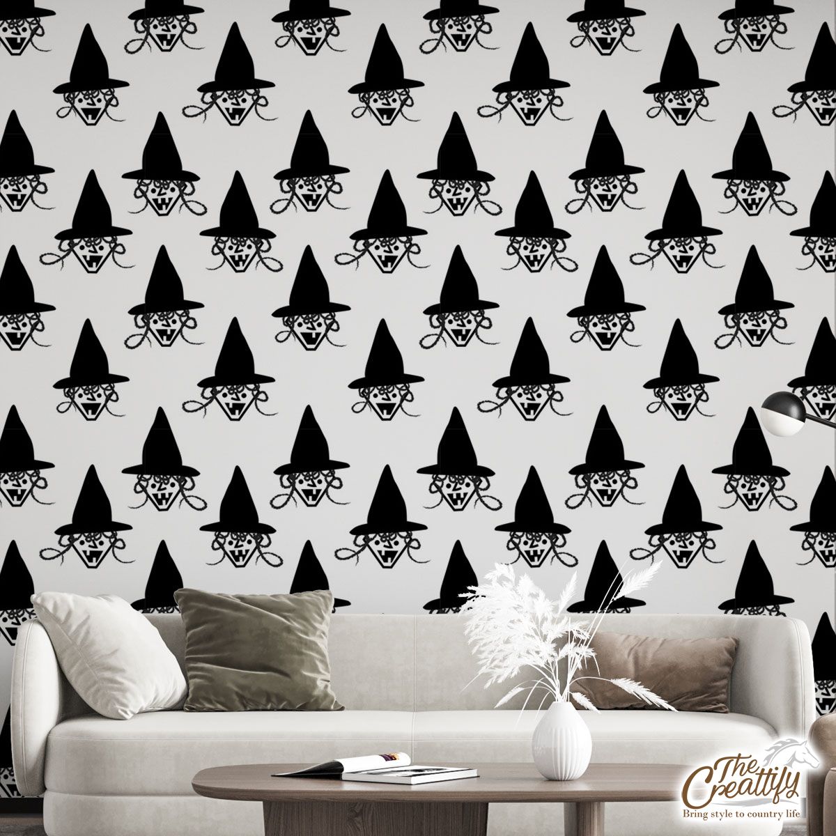 Black Halloween With On White Background Wall Mural
