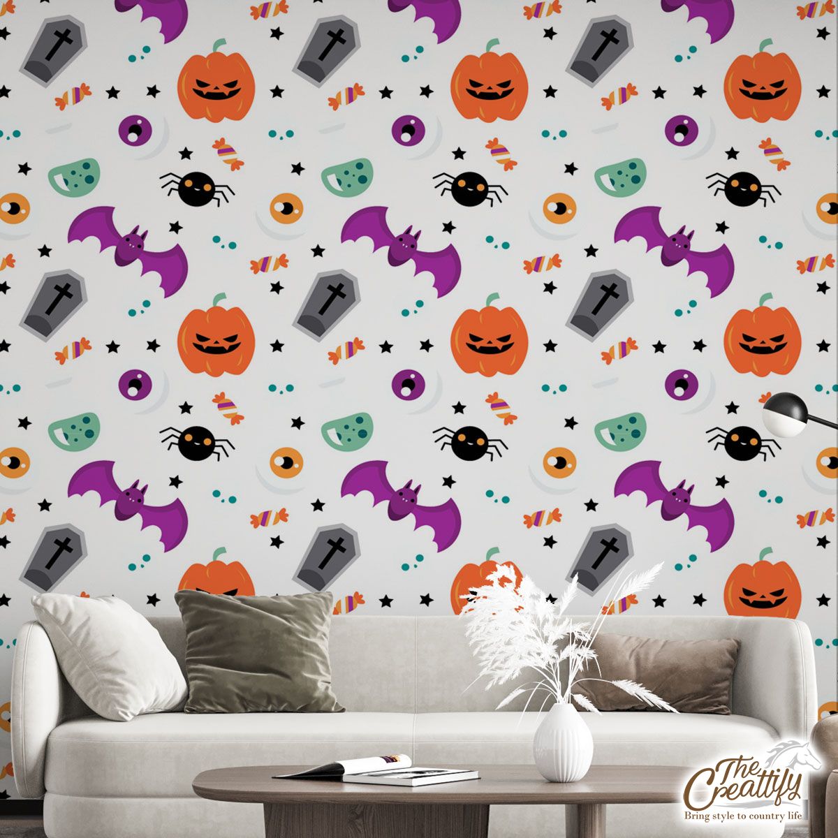 Cute Halloween Pumpkin Face, Jack O Lantern, Halloween Skeleton, Wicked Witches, Spider Wall Mural