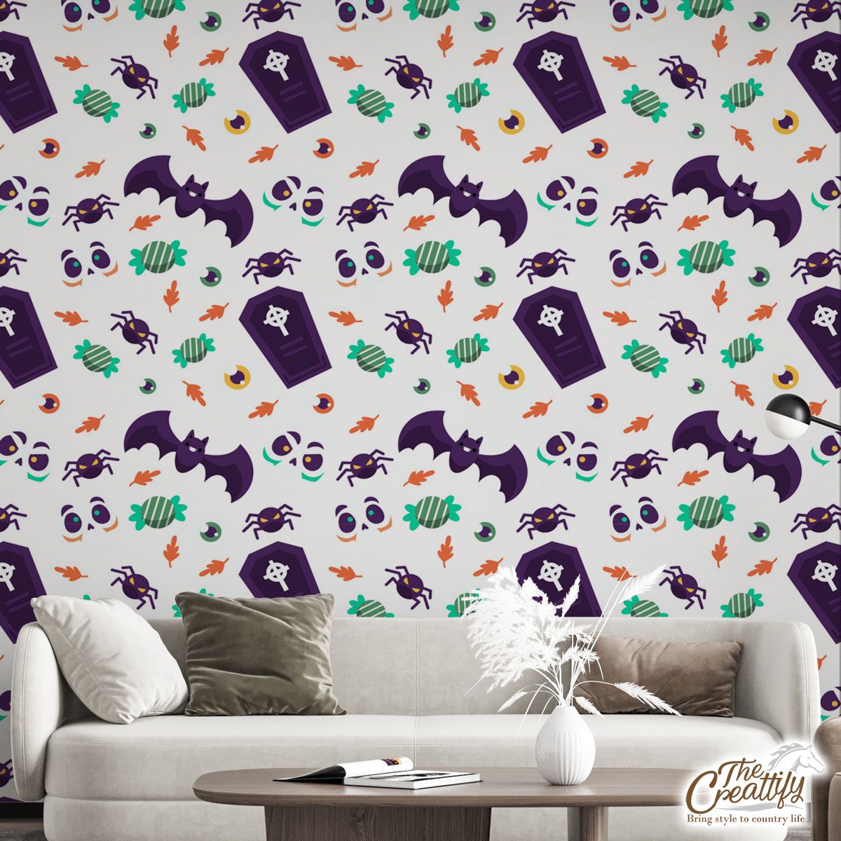 Funny Halloween Bats, Candy, Spider Wall Mural