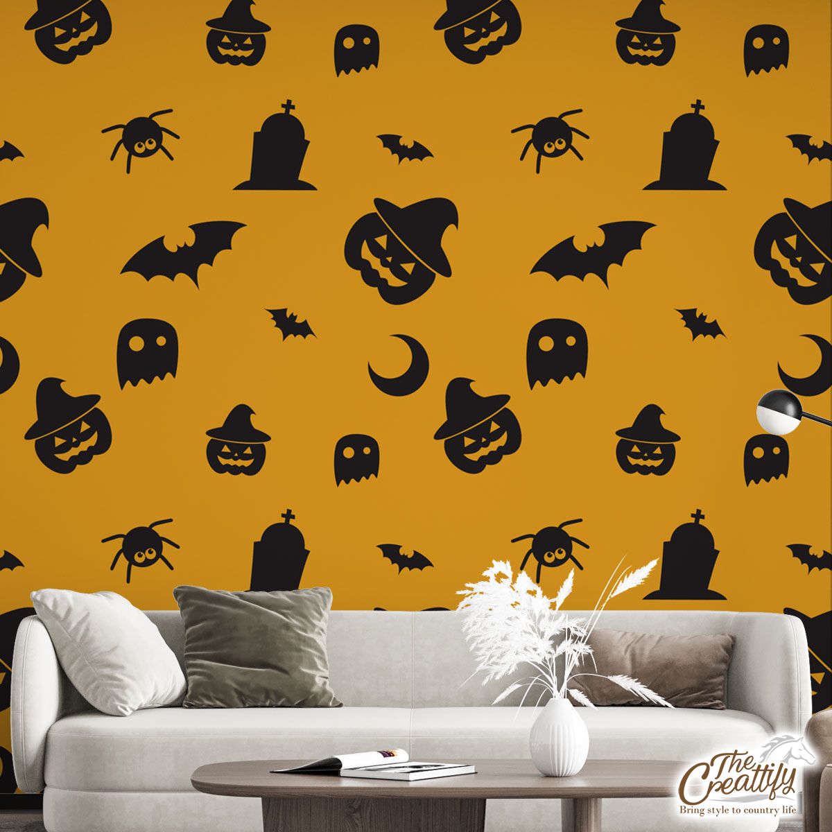 Halloween Bat, Pumpkin, Spider, Jack O Lantern Wall Mural
