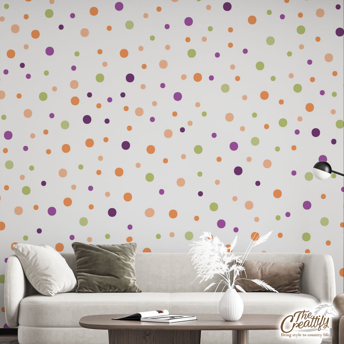 Halloween Polka Dot Geometric Seamless Pattern Wall Mural