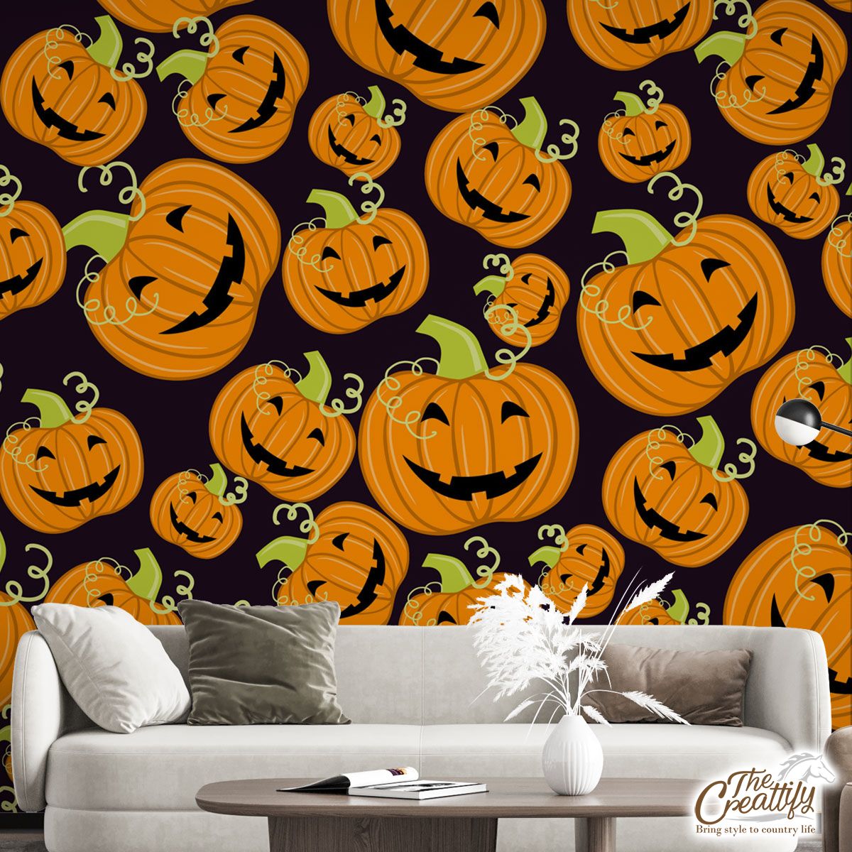 Halloween Pumpkin Scary Jack O Lantern Wall Mural