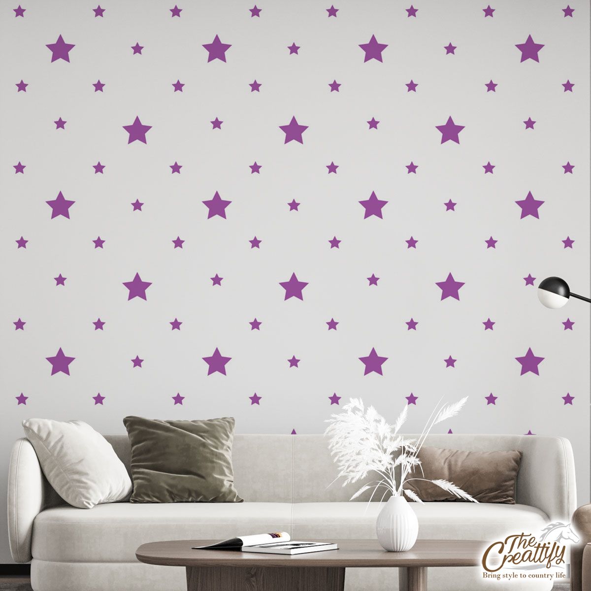 Halloween Purple Stars Seamless Pattern Wall Mural