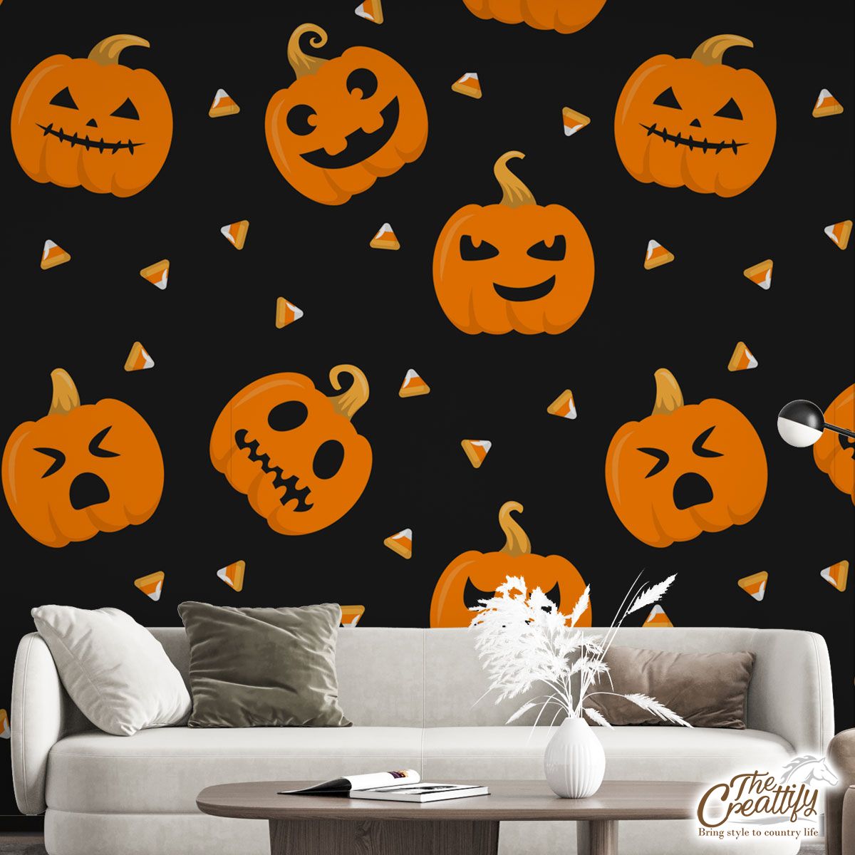 Pumpkin Halloween Scary Jack O Lantern Medium Wall Mural