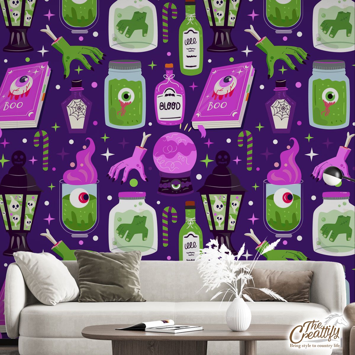 Witch Potions, Creepy Hand, Blood, Wicked Witches Dark Halloween Wall Mural
