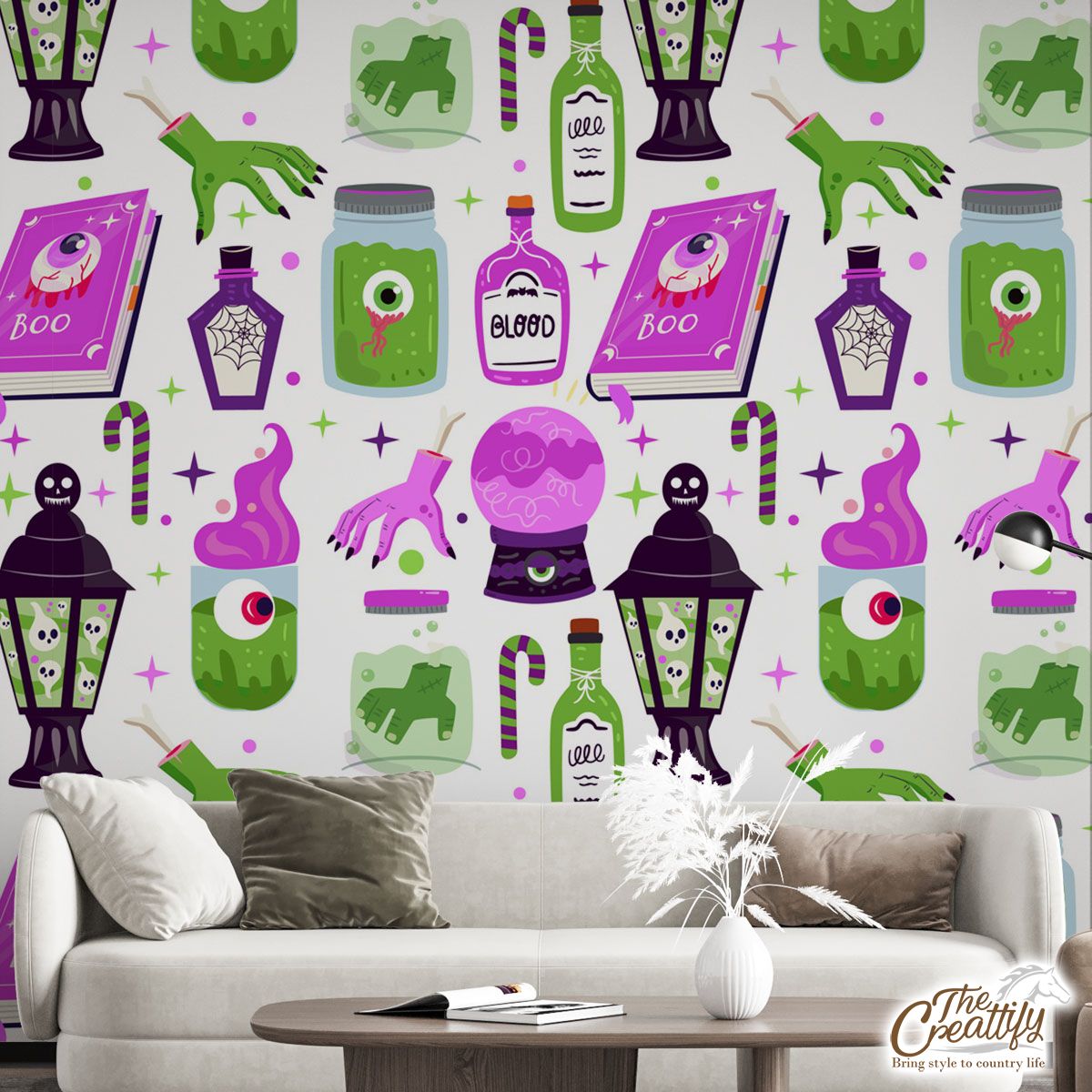 Witch Potions, Creepy Hand, Blood, Wicked Witches Light Halloween Wall Mural