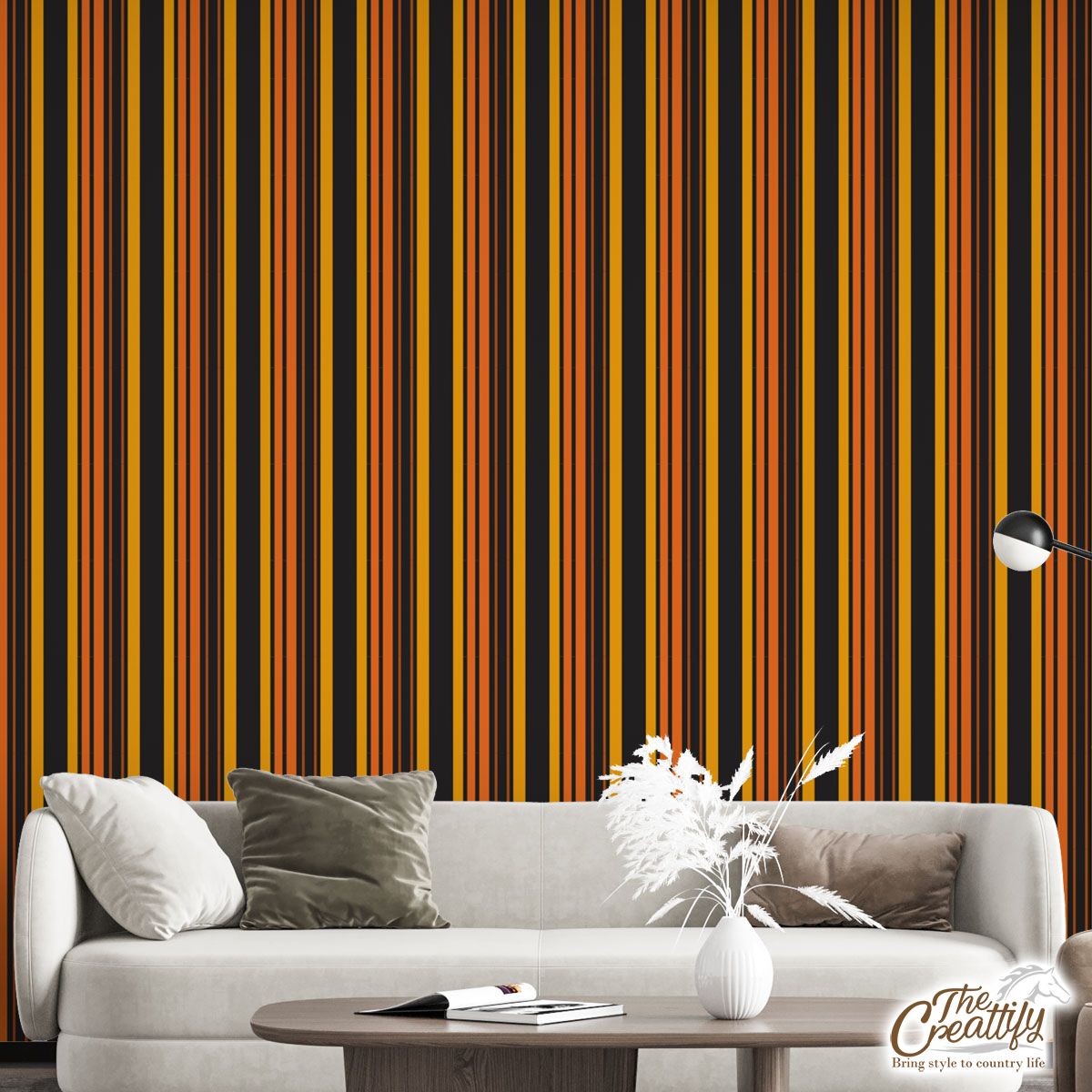 Yellow And Orange Stripes In Halloween Theme Wall Mural