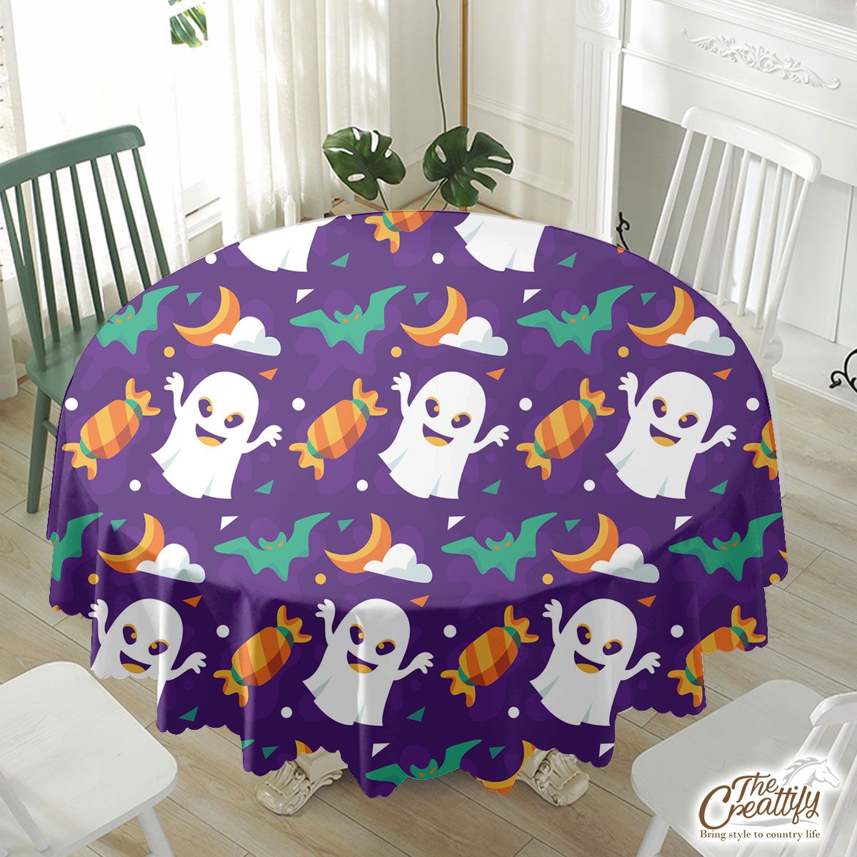 Best Halloween Boo Ghost Candy Waterproof Tablecloth