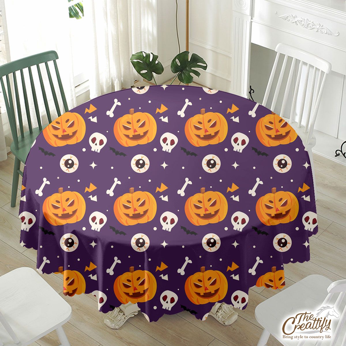 Best Halloween Pumpkin Face, Jack O Lantern, Horror Bats Waterproof Tablecloth