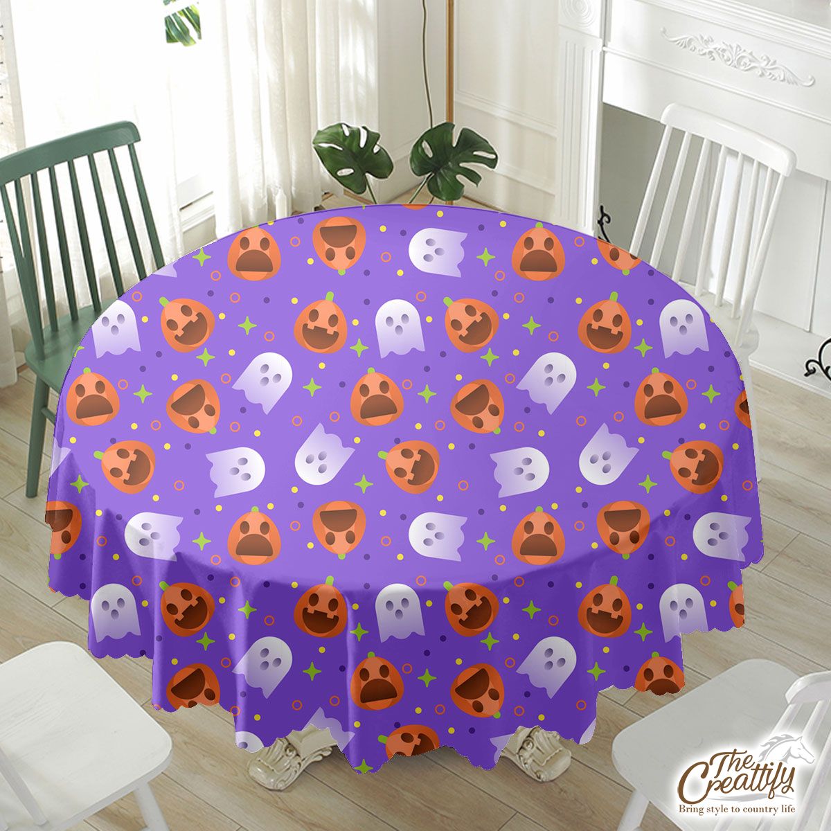 Funny Halloween Pumpkin Face, Jack O Lantern, Boo Ghost Waterproof Tablecloth