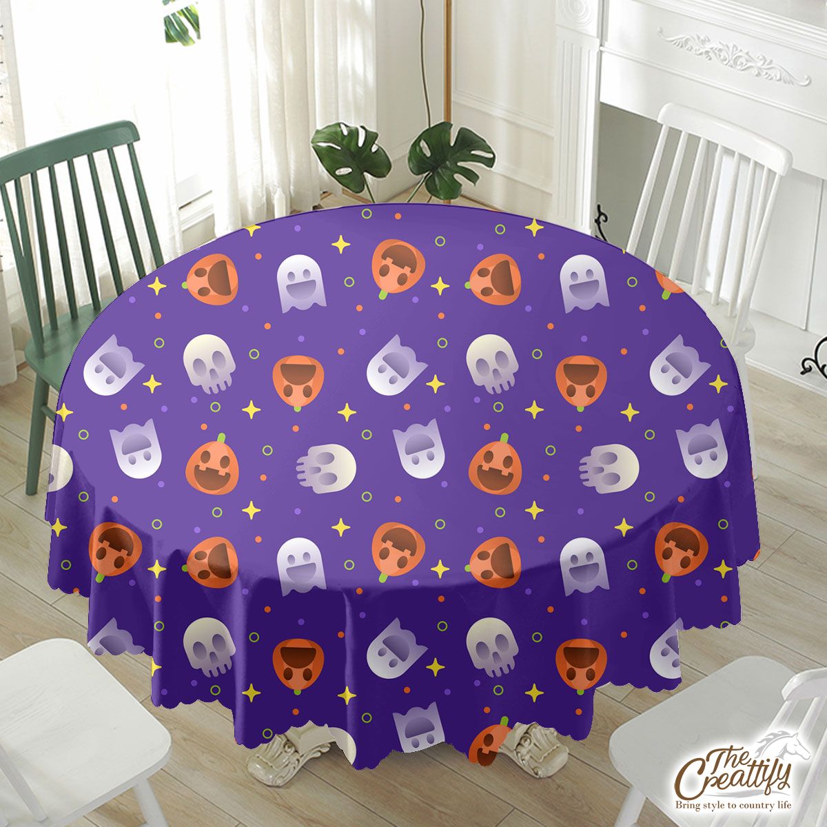 Funny Halloween Pumpkin Face, Jack O Lantern, Skeleton Waterproof Tablecloth