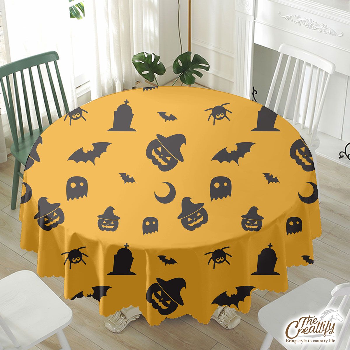 Halloween Bat, Pumpkin, Spider, Jack O Lantern Waterproof Tablecloth