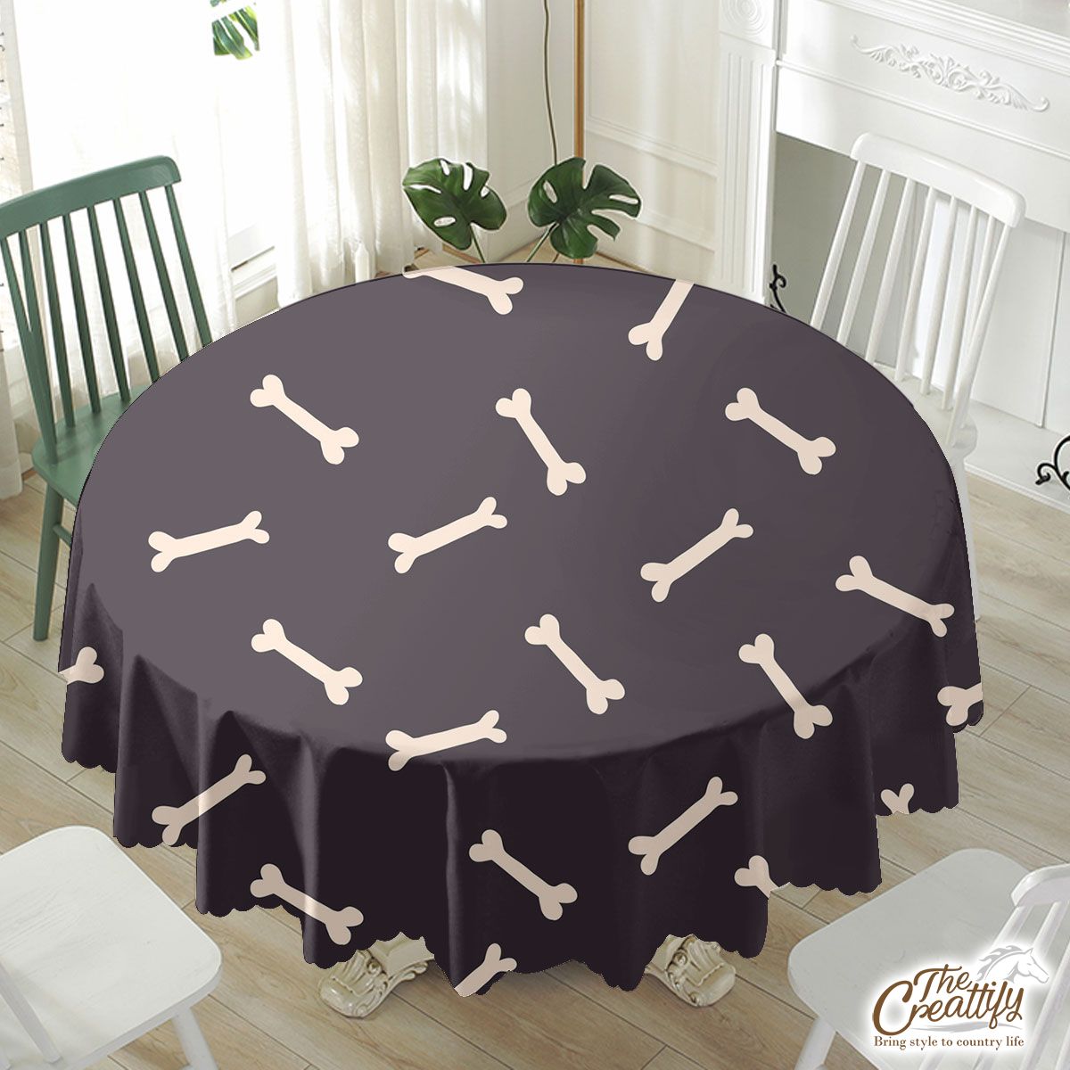 Halloween Bone Seamless Pattern Waterproof Tablecloth
