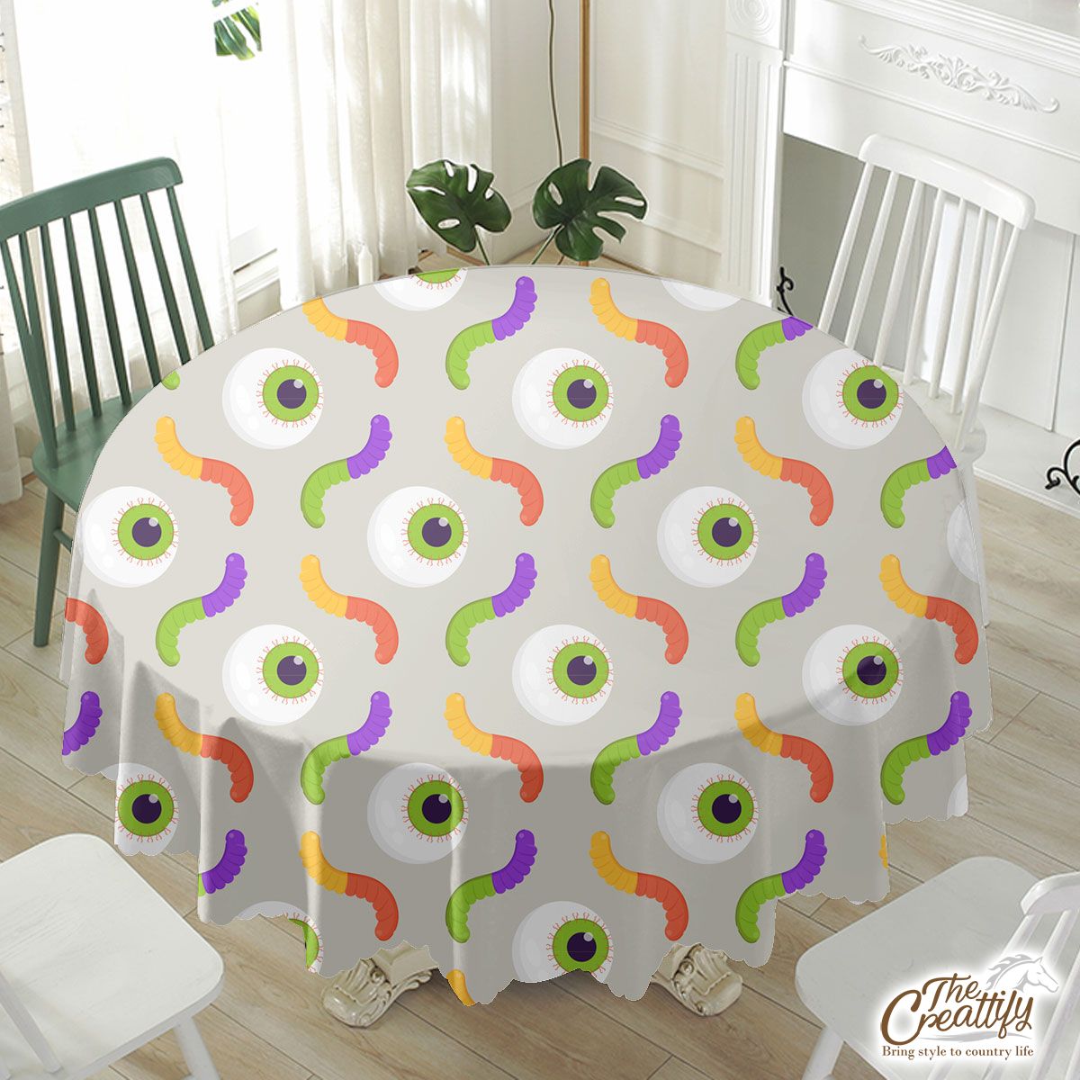 Halloween Creepy Eyeballs, Halloween Scary Waterproof Tablecloth